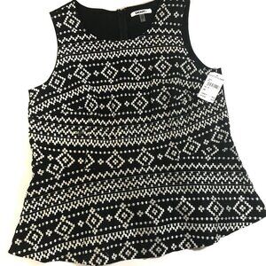 DKNYC 14W Black White Peplum Sleeveless Blouse NWT​​​